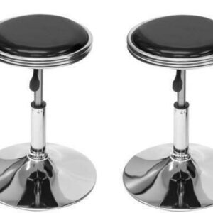 Pair of Arcade Style Gas Lift Stools (Chrome and Padded Leather)